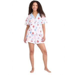 Way To Celebrate Two Piece Pajama Set Button Up Shirt Elastic Waistband …